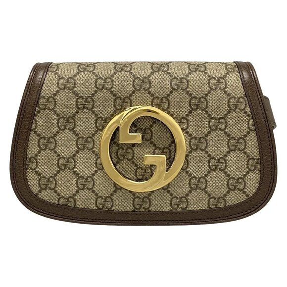 Gucci Handbags - Auth GUCCI Interlocking G/GG Plus/GG Supreme 703807 Dark Brown Beige PVC Leather